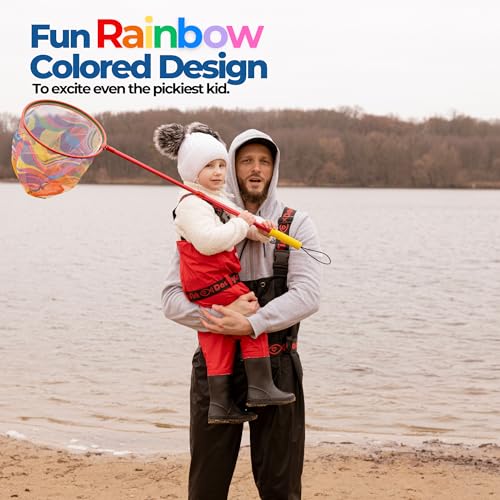 DaddyGoFish Kids Fishing Net - Extendable Telescopic Landing Net for Boy Girl Children Catching Small Fish Crab Shrimp Minnow Dragonfly Beach Pier Lake River Ocean - color: Style 2 (2 Pack, Blue + Blue)