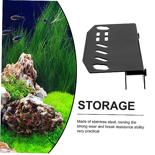 FRCOLOR Aquarium Tool Holder Organizer Rust-Proof Black Stainless Steel Rack for Fish Tank Tweezers Aquascaping Maintenance