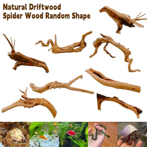 Hamiledyi 6-8in Aquarium Driftwood 3PCS Reptile Spider Wood Assorted Branches Natural Trunk Driftwood Tree Fish Tank Decoration - size: S:Spiderwood (6-8in 3PCS)
