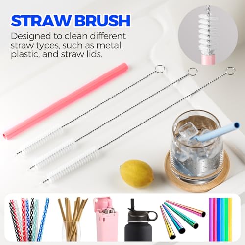 6 Pack Holikme 4 in 1 Cup Lid Cleaning Brush Set with 3 Straws, Multifunctional Bottle Brush, Silicone Cup Lid Gap Cleaner, Durable Bristle Crevice Cleaning Brush, Red - color: Red