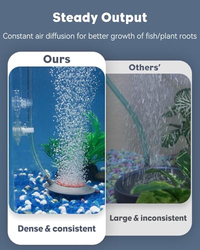 Pawfly Aquarium Air Stone, 3.5 Inch Air Stone Disc with Suction Cups, Bubbler Stone Diffuser Oxygen with Stainless Steel Base for Fish Tank, Buckets & Hydroponic (Pump and Tubing Not Included)
