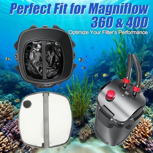 PurifyLogix 8PCS Filter Pads for MarineLand Magniflow 360/400 Canister Filters | Upgraded 3-in-1 Coarse (Activated Carbon) & White Floss Media - Mechanical & Biological Filtration