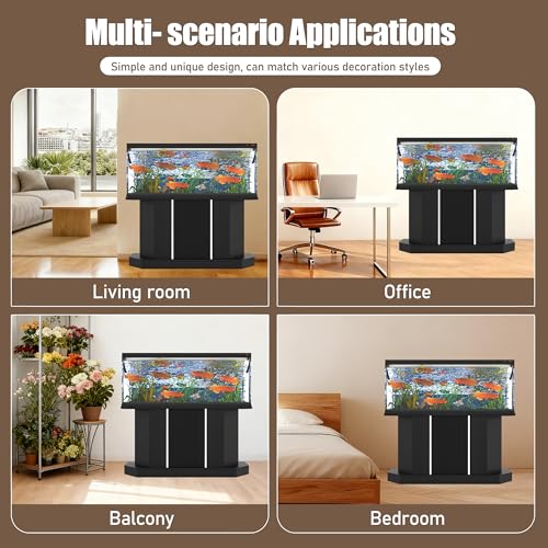 JIJIWANG 55-75 Gallon Fish Tank Stand with 4AC 2USB Outlet, Heavy Duty Aquarium Cabinet, 880LBS Capacity for Turtle Tank Reptile Terrarium, Black - color: Black, size: 47.64"L x 14.17"W x 28.7"H