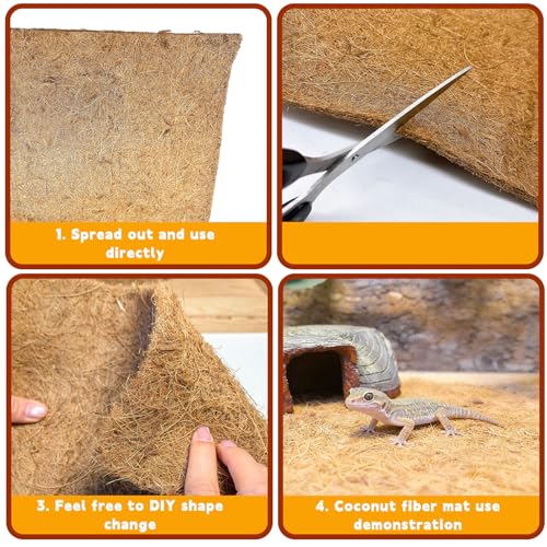 Hamiledyi 78.7x15.7in Reptile Carpet Coconut Fiber Substrate Large Snake Bedding Coco Liner Roll Mat for Bearded Dragon Tortoise Lizard Habitat Pad Garden Decoration - size: 15.7x78.7inch