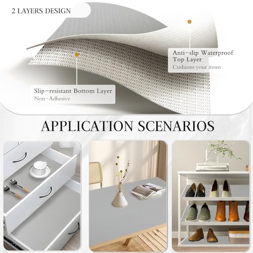 Beautysaid Shelf and Drawer Liner for Kitchen Cabinet, Non Adhesive Non Slip Shelf Paper Waterproof Washable Thickened for Dresser Pantry Shelve Bathroom Protector Liner(Light Grey,12 in x 20FT) - color: Light Grey, size: 12"W x 236"L