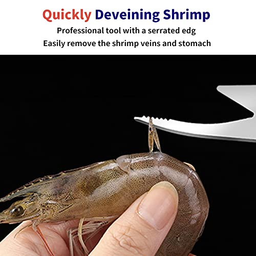 2PC Shrimp Deveiner Tool Stainless Steel Shrimp Deveining Tool Efficient Shrimp Peeler and Deveiner Tool Portable Shrimp Cleaner Shrimp Knife for Easy Shrimp Deveining Shrimp Cleaning Tool