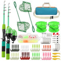 Kids Fishing Rod Reel Combo 4.92FT/5.9FT 2PCS Telescopic Fishing Pole Spincast Reel with Fishing Accessories Ultralight Fishing Tackle Starter Kit Kids Fishing Pole for Boys Girls Toddlers - color: Spincasting-4.92FT-2pack-Green