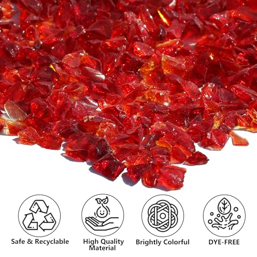 QYGL Crushed Glass for Resin Art, DIY Crafts, and Home Decor - 0.9LB Red Broken Glass Pieces 3-6mm, for Vase Fillers, Tabletop Fire Pit, and Aquarium Rocks - color: Red