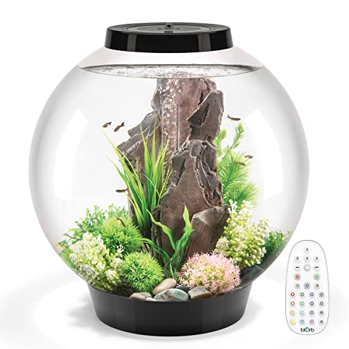 biOrb Classic 60 Acrylic 16-Gallon Aquarium with Multi-Color Remote-Controlled LED Lights Modern Tank for Tabletop Display, Black - color: Black, size: 16 Gallon, style: MCR Lighting