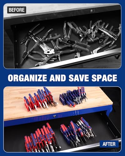 WORKPRO 4-Pack Plier Organizer Rack, Pliers Holder and Cutter Organizers with Non-Slip Rubber Base, 40-Slot Tool Box Organizer, Tool Drawer Organizer, Tool Storage, Plier Rack (Pliers Not Included) - color: Blue &Red, size: 4 Pack
