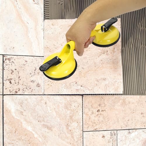 2 Pack Suction Cups Heavy Duty Aluminum Vacuum Plate Handle Glass Holder Hooks to Lift Large Glass/Tile Lifter/Pad for Lifting/Dent Puller - color: 2 Pack Double Plate-Yellow