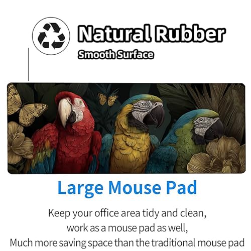 Bird Mouse Pad, Butterfly Gaming Mouse Pad 24x12in, Stitched Edges Large Desk Mat, Office Desk Accessories, Mousepad with Non-Slip Rubber Base, Large Gaming Keyboard Mat, for PC, Office Desktop Q-6112 - color: Bird10, size: 24x12in