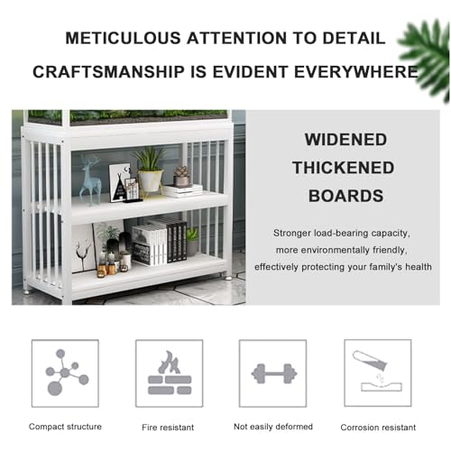 30 Gallon Fish Tank Stand, Wooden Aquarium Stands, with Shelves and Storage Cabinet for Fish Tank Accessories Storage, Turtle Terrarium Stand Rac White shelves + blackboard + white cabinet 50x40x70cm - color: White shelves + blackboard + white cabinet, si