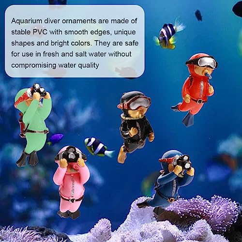 5PCS Floating Fish Tank Decorations Cute Little Diver Aquarium Decoration Aquarium Diver Decoration Floating Device Aquarium Ornament for All Kinds of Fish Tanks(Size:2.7x1.18inch)