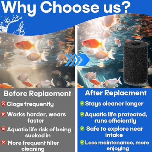 16-Pack Intake Strainer Sponge Replacement, Fits Freshwater & Saltwater Aquariums, Preventing Clogging and Extending the Lifespan of the Water Pump