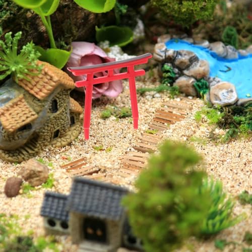 PRETYZOOM 4pcs Japanese Torii Gate Miniature Decoration Mini Red Shinto Temple Torii Garden Gate Ornament for Fairy Zen Garden Fish Tank Landscape Accessories