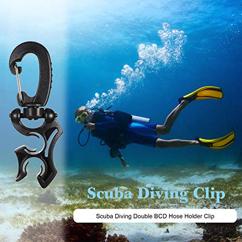 Weewooday Scuba Dive Hose Holder Clip Accessories Diving Gear Holder Double Bcd Hose Clip with Snap Hook Buckle for Snorkeling - color: Black