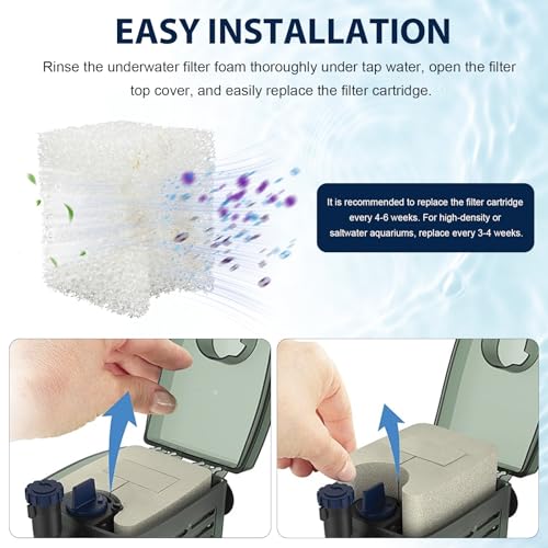 Underwater Filter Bio-Foam Pads Compatible with Fluval U1 Filter, Aquarium Foam Filter Media, Filter Sponge Replacement Parts for Aquaclear Canister Aquarium Fish Tank (4 Pack)