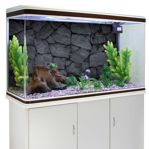 AWERT 72x24 inches Rock Aquarium Background Dark Grey Stone Fish Tank Background Rocky Terrarium Background Polyester Background - size: 72x24in/180x60cm