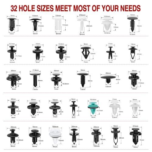 Nilight 1115Pcs Car Push Retainer Clips Auto Fasteners Kit 32 Most Popular Sizes Nylon Bumper Fender Rivets with 5 Fasteners Remover 10 Cable Ties for Toyota GM Ford Honda Chevy - color: 1115Pcs Clips+ Remover