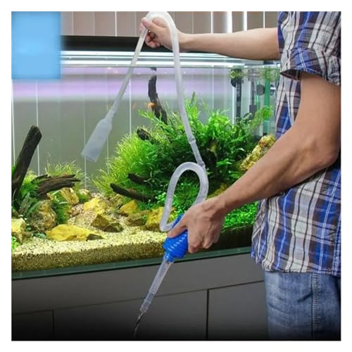 Aquarium Manual Cleaner Siphon Gravel Suction Pipe Fish Tank Vacuum Water Filter Change PumpTools Fishbowl Supplies For Home, Blue