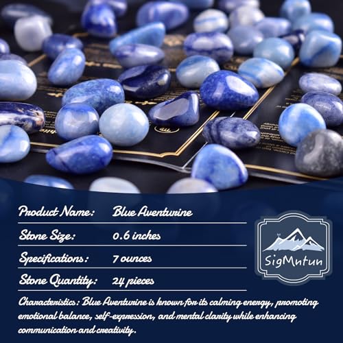 Blue Aventurine Healing Crystal Stone Set - 24 Pieces, 0.6" Natural & Polished Stones for Healing, Meditation, Reiki, Chakra, Crafting & Decoration - color: Blue Aventurine, size: 0.6"
