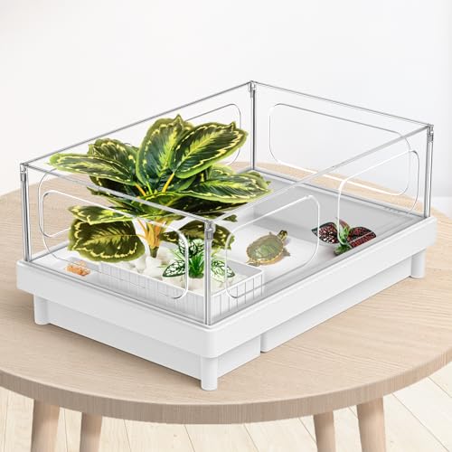 Moonorange Reptile Artificial Plants, Terrarium Plants Decorations Supplies, Aquarium Fish Tank Plant, Amphibian Habitat Hideout Tank Accessories(L Set-3pcs/C) - color: L Set-c