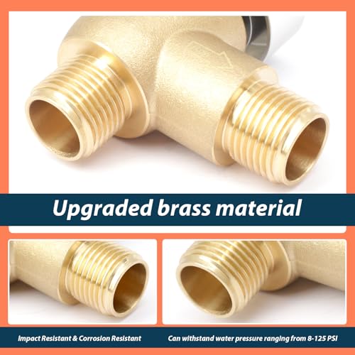 Upgraded Brass RV Vacuum Breaker Check Valve, 571-VAC-CHK-A Camper Trailer Flusher Check Valve fit for b&b Model 571 Check valve Replace Leaking Vacuum Breaker on Black Tank System 1/2 DN Male