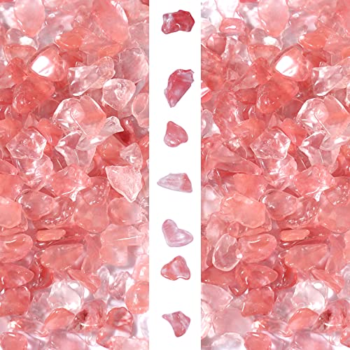 gemshan 2lb Cherry Quartz Chips Natural Crushed Crystal Chip Bulk 7mm-9mm Tumble Healing Crystal Stone for Aquarium Vase Plant Decoration Jewelry DIY - color: Cherry quartz