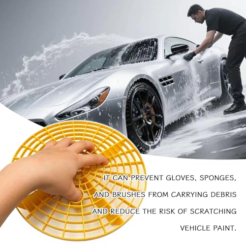 2 PCS Car Wash Bucket Insert Dirt Guard, Grit Trap Dirt Lock Filter for 3-5 Gallon 12 Inch Buckets, Automotive Detailing Wash Tool for to Prevent Swirl Marks (Black+Yellow) - color: Black,Yellow