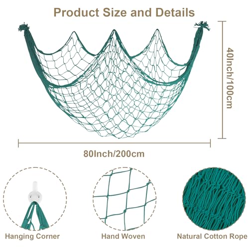 2 Pack Fish Net Decorations - 80x40 Inch Aqua Fishing Net Decor for Under The Sea Hawaiian Beach Themed Party, 3mm Thick Natural Cotton Versatile Nautical Netting for Party Wall Table Ceiling Decor - color: Aqua, size: Large - 2 Pack