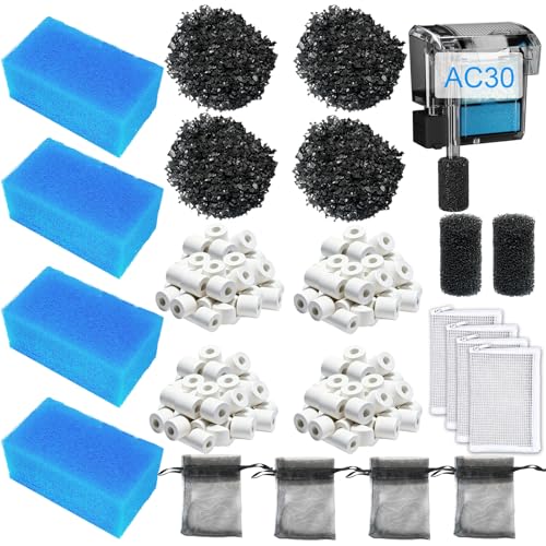 4 Sets Aquarium Filter Media Replacement for Fluval AC30/Aquaclear 30 Power Filter - for 10-30 Gallon Aquariums - size: For AC30