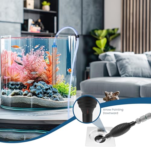 Fish Tank Vacuum Gravel Cleaner Gravel Vacuum for Aquarium，Siphon Aquarium Water Changer for Fish Tank with Four Faucet Adapter and Long Hose(50 Feet) - size: 50FT