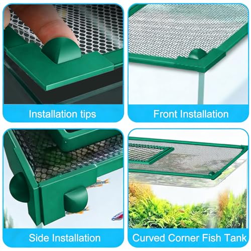 Fish Tank Lid Magnetic Aquarium Net Cover with Feeding Window 5-50 Gallon Aquarium Lid Anti-Jumping Net for Fish 11.8 FT DIY Magnetic Aquarium Cover,Green (Green)
