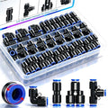 mxuteuk 1/4"OD Push to Connect Fittings Quick Connect Air Hose Fittings,1/4"OD Air Hose Fittings,Air Line Fittings for 1/4" Tube (30PCS) - style: 1/4" OD Kits-A