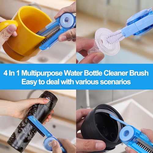 XANGNIER 4 in 1 Multifunctional Cleaning Brush,3 Pack Water Bottle Cleaner Brush,Bottle Gap Cleaner Brush,Cup Cover Cleaning Brush,Cup Crevice Cleaning Tools,Home Kitchen Cleaning Tools - color: 4 in 1 Multifunctional Cleaning Brush-3 Pack