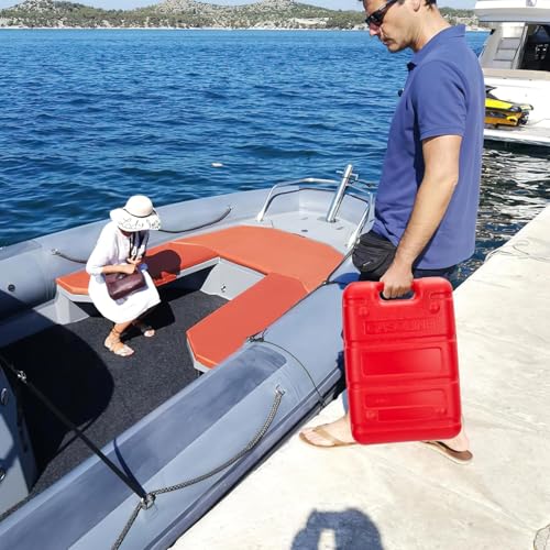 GarveeTech Marine Tank, 6 gal Outboard Marine Boat Transfer Tank with 9.8 ft Hose, Gauge, I-Shaped Handle, Easy to Carry for Outboard Engine Boats,Fishing Boat, Deck Boat,Yacht