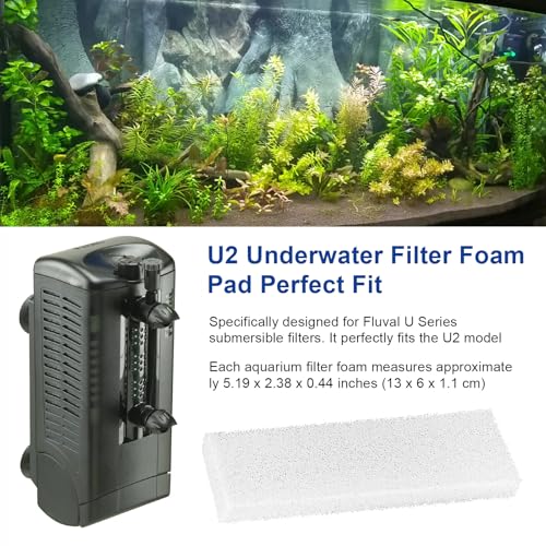 4 Pcs Filter Foam Pad Compatible with Fluval U2 Underwater, Underwater Sponge Aquarium Underwater Filter, U2 Filter Replacement for Aquarium Fish Tank Filters