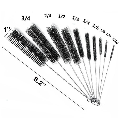 Eboot 10 Pcs 8.2 Inch Tube Cleaning Brushes Nylon Cleaner Brush Long Sink Drain Pipe Cleaning Brushes 10 Different Diameters for Bottle Straw Tumbler Home Sink Plumbing