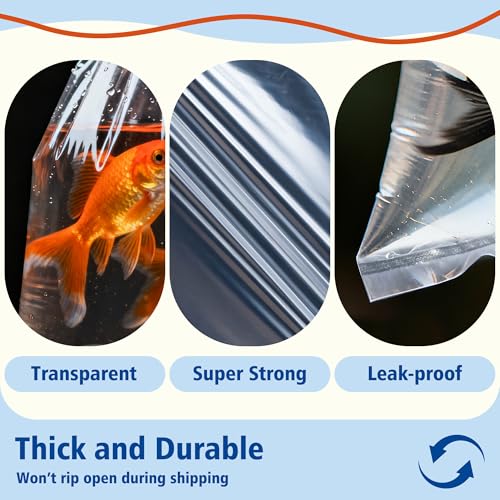 Live Fish Bags,Double Seal, Leak Proof, Heavy Duty for Aquarium Fish Shipping, Transportation, 50 Pack 7.5” x 13”