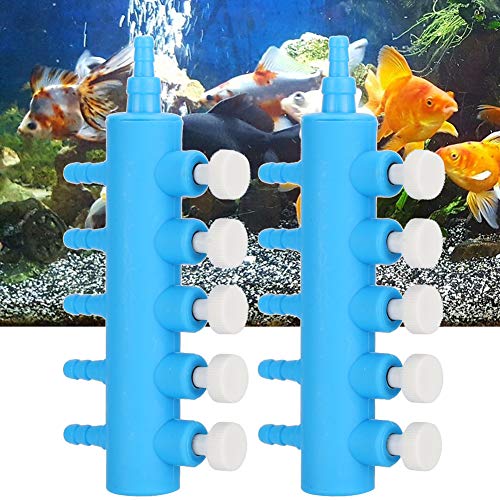 2PCS Air Distributor Plastic Fish Splitter Aquarium Air Control Lever Valve Distributor Control Air Pump Accessories with Valve - color: 5 Way