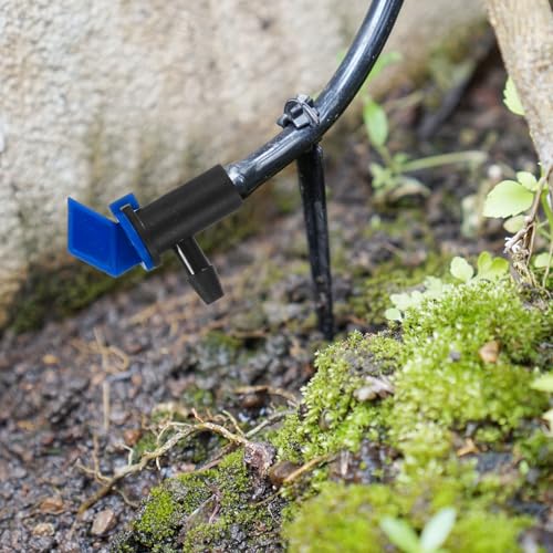 M METERXITY 200-Pack Flag Irrigation Dripper Emitter, 8L/H 2 GPH Plastic Drip Irrigation Connect for Garden/Trees/Herbs/Aquarium, Irrigation System Parts Tool [Black]