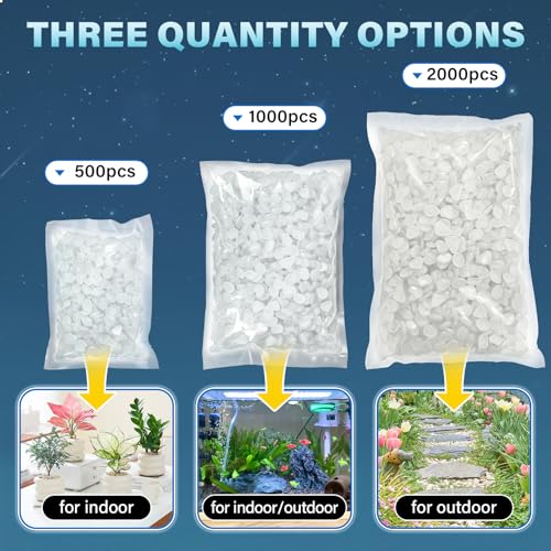 PoYang 1000pcs Glow in The Dark Rocks Outdoor - White Resin Glowing Pebbles for Landscaping, Garden, Fish Tank and Aquarium Indoor Decor, Powered by Sunlight or Lamplight (0.4"-0.7"/pc, 1.2lbs/Bag) - color: White