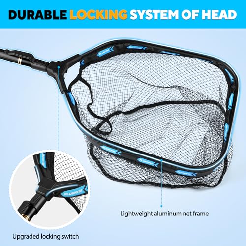 PLUSINNO Floating Fishing Net with Telescoping Handle, Carbon Fiber Ultralight Long Fish Net, Collapsible Landing Net 6.56/7.86Ft, Fishing Gear Kayak Accessories for Bass Trout Salmon - style: 7.86 Ft / 2.4m Full Length