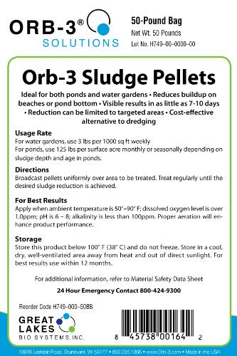 Orb-3 Sludge Pellets for Pond Maintenance, 50-Pound Box - size: 50-Pound Box