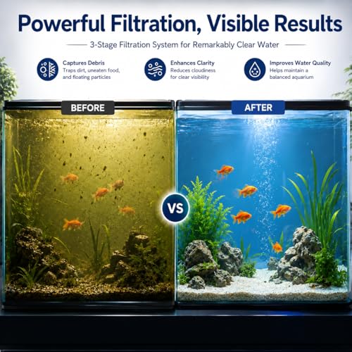 OCHIKI 4 Sets Aquarium Tank Filter Maintenance Kit Fit for AquaClear 20, Three-Stage Filtration Tank Carbon Filter & Foam Filter & Ceramic Rings & Bags for 5 to 20 Gallon Aquariums - size: for 5-20 Gallon