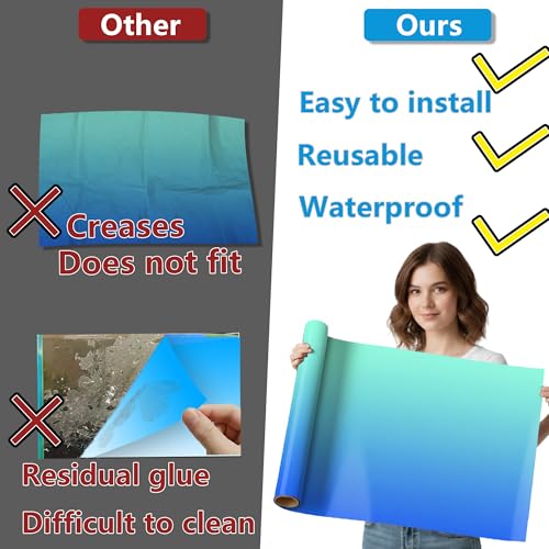 Aquarium Background - Static Cling Fish Tank Sticker - Black Blue Gradient | Easy Install for Glass Tanks, No Residue, Reusable 60 x 40 cm / (24 x 16 inches) - color: Black Blue, size: 24 x 16 inches