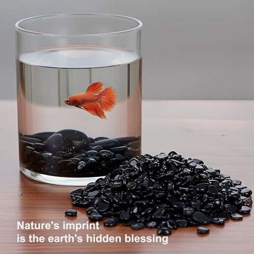 Crystal Chips Stone-Aquarium Rocks Decor,Fish Gravel,Tumbled Stone Chips for Aquascape Vase Filler,DIY Crafts,Indoor Plants - color: Black