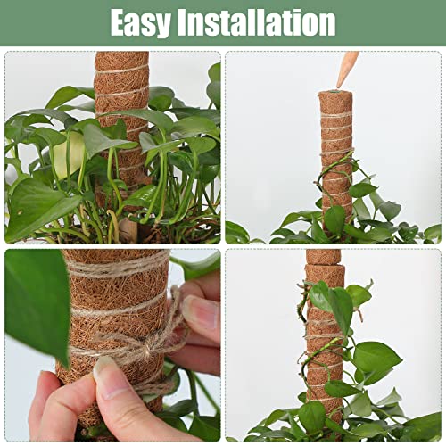 16 Pack Moss Pole for Plants Monstera 264 Inch Bendable Plant Pole Sticks Support Extension with Ropes Labels Tapes Tie Strap Locking Straps Green Twist Ties for Indoor Climbing Creepers