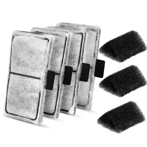 hygger HG009 Aquarium Filter Replacement Carbon Filter Cartridges 4 Pcs with Triangle Filter Sponge 3 Pcs (M) - size: M